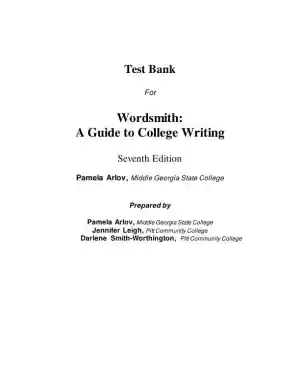 Test Bank for Wordsmith: A Guide to College Writing, 7th Edition