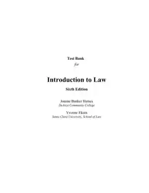 Test Bank for Introduction To Law  , 6th Edition