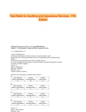 Test Bank for Auditing and Assurance Services, 17th Edition