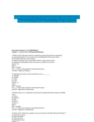Test Bank for International Business: A Managerial Perspective, 9th Edition