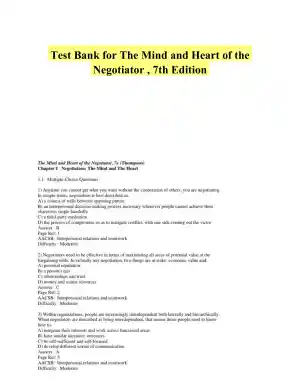 Test Bank for The Mind and Heart of the Negotiator , 7th Edition