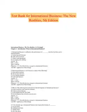 Test Bank for International Business: The New Realities, 5th Edition