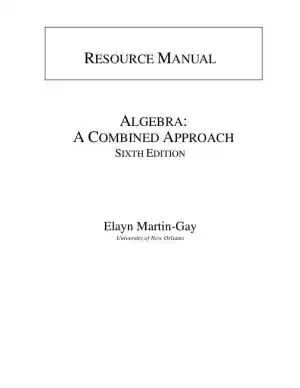 Solution Manual for Algebra: A Combined Approach, 6th Edition