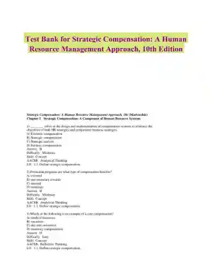 Test Bank for Strategic Compensation: A Human Resource Management Approach, 10th Edition