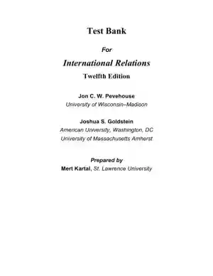 Test Bank for International Relations, 12th Edition