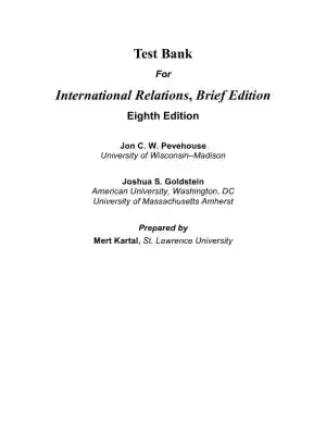 Test Bank for International Relations, Brief Edition, 8th Edition