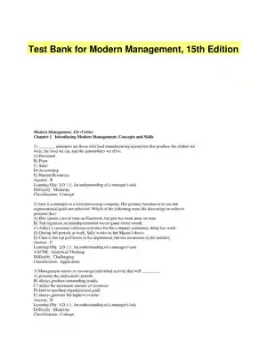 Test Bank for Modern Management, 15th Edition
