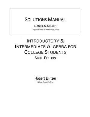 Solution Manual for Introductory and Intermediate Algebra for College Students, 6th Edition