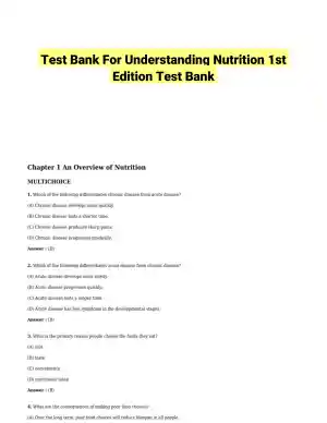 Test Bank For Understanding Nutrition 1st Edition Test Bank