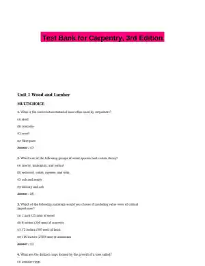 Test Bank for Carpentry, 3rd Edition