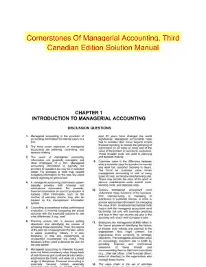 Cornerstones Of Managerial Accounting, Third Canadian Edition Solution Manual