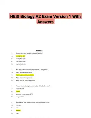 HESI Biology A2 Exam Version 1 With Answers (30 Solved Questions)