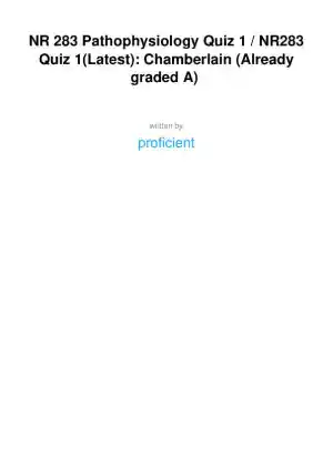 NR283 Pathophysiology Quiz 1 Exam With Answers (20 Solved Questions)