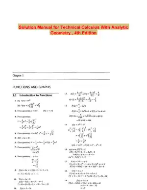 Solution Manual for Technical Calculus With Analytic Geometry  , 4th Edition