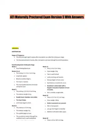 ATI Maternity Proctored Exam Version 5 With Answers (181 Solved Questions)