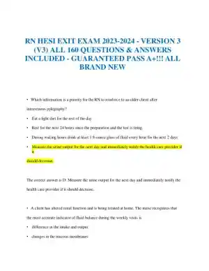 2023-2024 HESI RN Child Care Exit Exam Version 3 With Answers (160 Solved Questions)