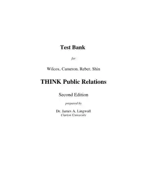 Test Bank for THINK Public Relations, 2nd Edition