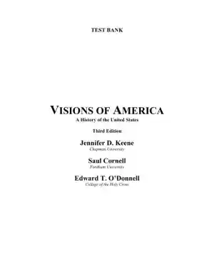 Test Bank for Visions of America: A History of the United States, Volume 1, 3rd Edition