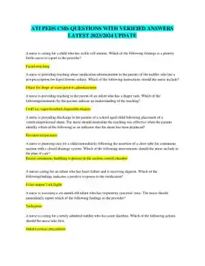 2023-2024 ATI Pediatrics Practice Exam with Answers (99 Solved Questions)