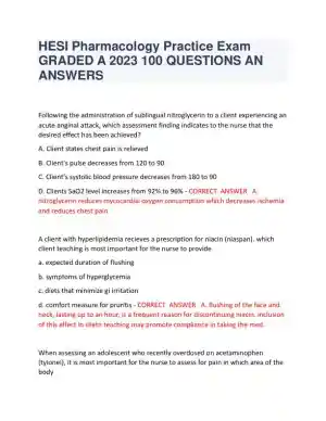 2023 HESI Pharmacology Practice Exam With Answers (65 Solved Questions)