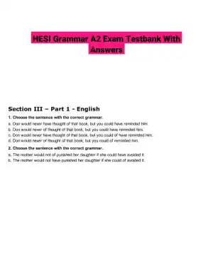 HESI Grammar A2 Exam Testbank With Answers (50 Solved Questions)