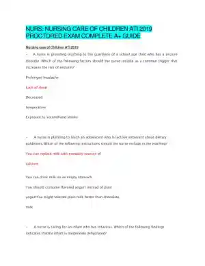 2019 NURS Nursing Care of Children Proctored Exam With Answers (69 Solved Questions)