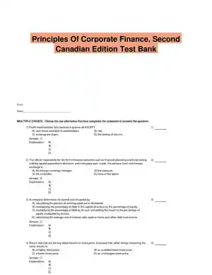 Principles Of Corporate Finance, Second Canadian Edition Test Bank