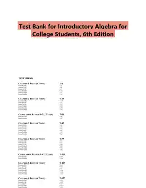 Test Bank for Introductory Algebra for College Students, 6th Edition