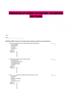 Principles Of Human Physiology, 5th Edition Test Bank