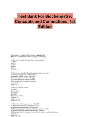 Test Bank For Biochemistry: Concepts and Connections, 1st Edition