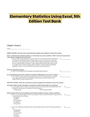 Elementary Statistics Using Excel, 5th Edition Test Bank