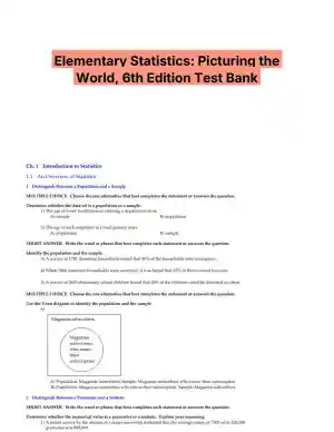 Elementary Statistics: Picturing the World, 6th Edition Test Bank