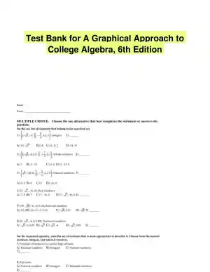 Test Bank for A Graphical Approach to College Algebra, 6th Edition