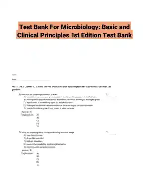 Test Bank For Microbiology: Basic and Clinical Principles 1st Edition Test Bank