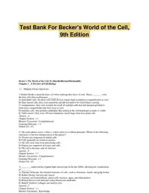 Test Bank For Becker's World of the Cell, 9th Edition