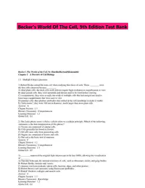 Becker's World Of The Cell, 9th Edition Test Bank