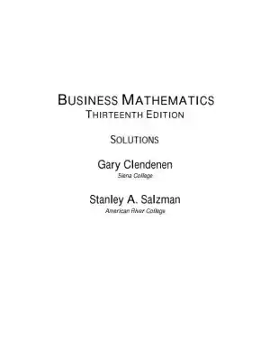 Solution Manual for Business Mathematics, 13th Edition