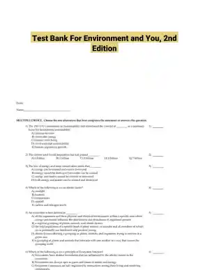 Test Bank For Environment and You, 2nd Edition