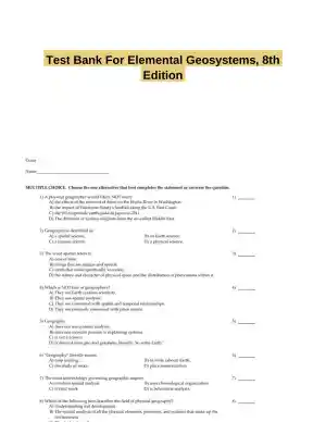 Test Bank For Elemental Geosystems, 8th Edition