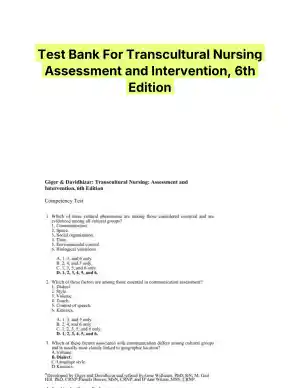 Test Bank For Transcultural Nursing Assessment and Intervention, 6th Edition