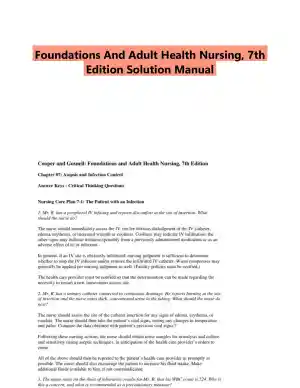 Foundations And Adult Health Nursing, 7th Edition Solution Manual