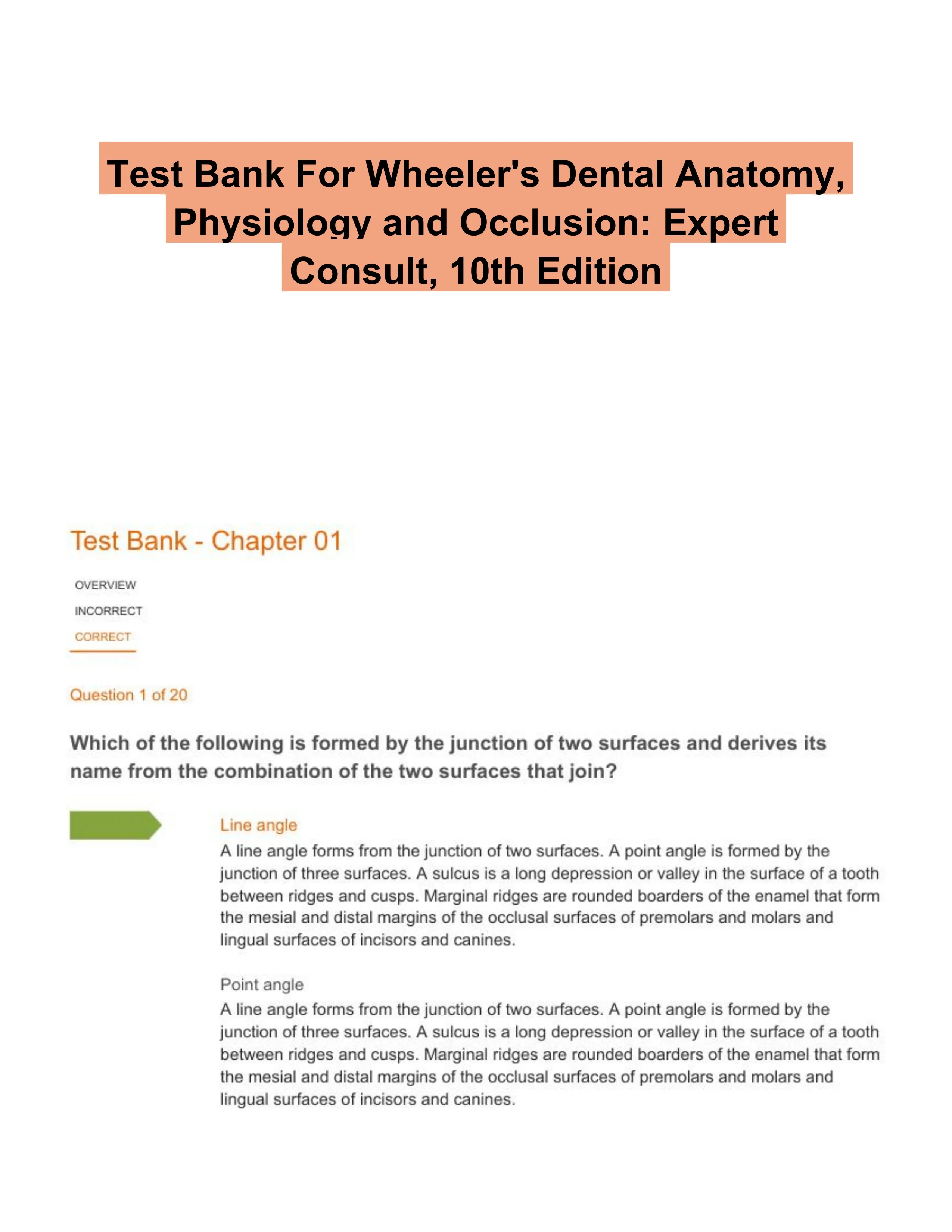 Test Bank For Wheeler's Dental Anatomy, Physiology and Occlusion ...