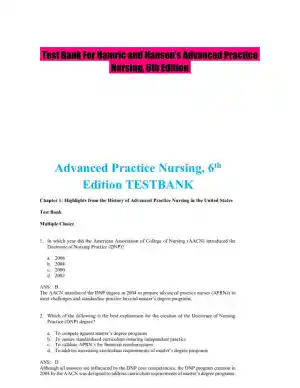 Test Bank For Hamric and Hanson's Advanced Practice Nursing, 6th Edition
