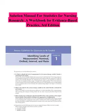 Solution Manual For Statistics for Nursing Research: A Workbook for Evidence-Based Practice, 3rd Edition