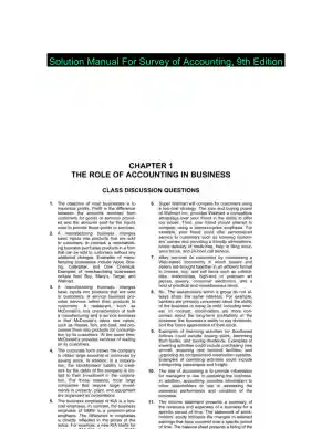 Solution Manual For Survey of Accounting, 9th Edition