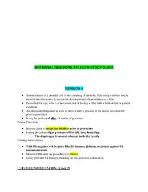 ATI RN Maternal Newborn Proctored Exam Version 4 With Answers (33 Solved Questions)