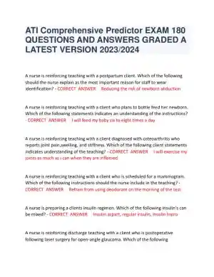 2023-2024 ATI RN Comprehensive Exam with Answers (175 Solved Questions)