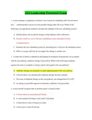 ATI Leadership Proctored Exam with Answers (70 Solved Questions)