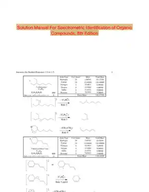 Solution Manual For Spectrometric Identification of Organic Compounds, 8th Edition