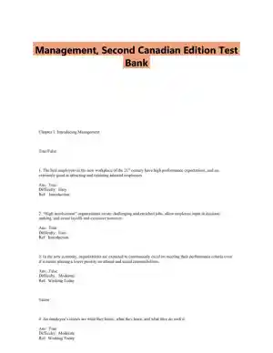 Management, Second Canadian Edition Test Bank